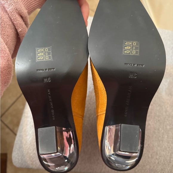 Good American Tan Ankle Boots with Clear Heels - Picture 8 of 9